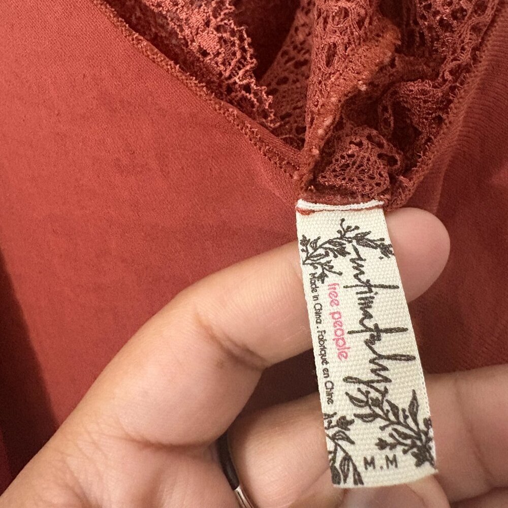 Free People Gigi Slip Dress with Bralette Rosewood Size Medium Midi Flowy - Picture 9 of 10